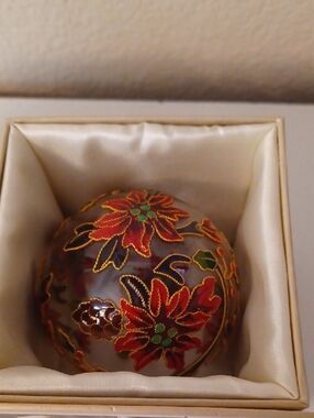 Pier 1 Glass Ornament Poinsettia Christmas